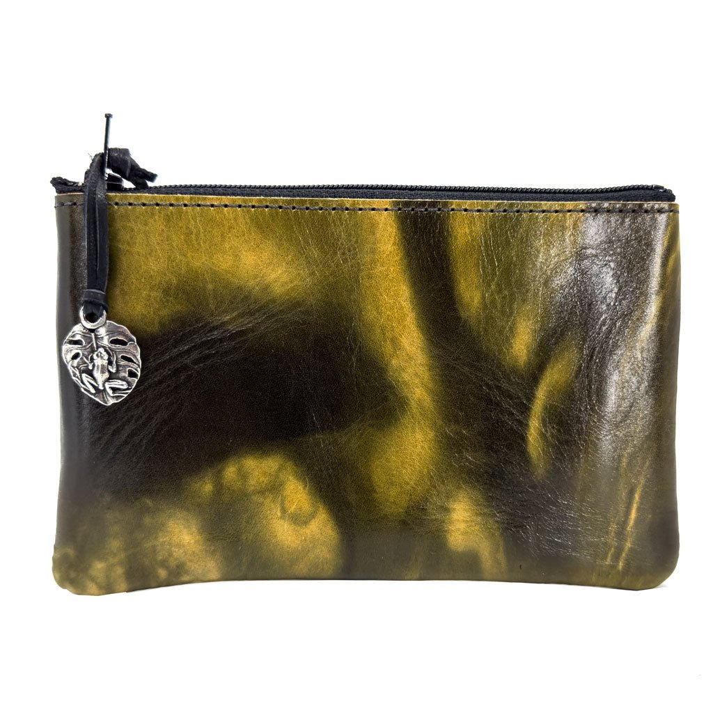 Limited Edition, Leather 6 inch Zipper Pouch, Wallet, Coin Purse, Amphibian