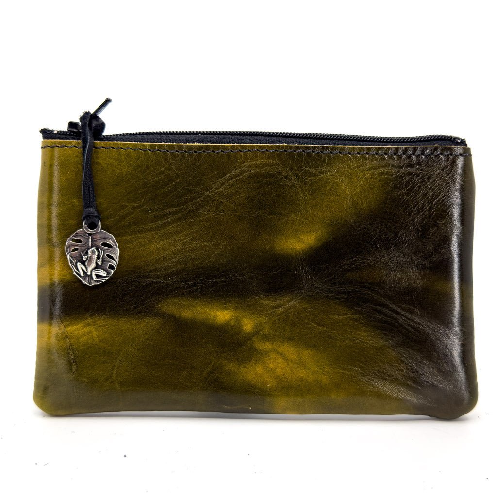 Limited Edition, Leather 6 inch Zipper Pouch, Wallet, Coin Purse, Amphibian