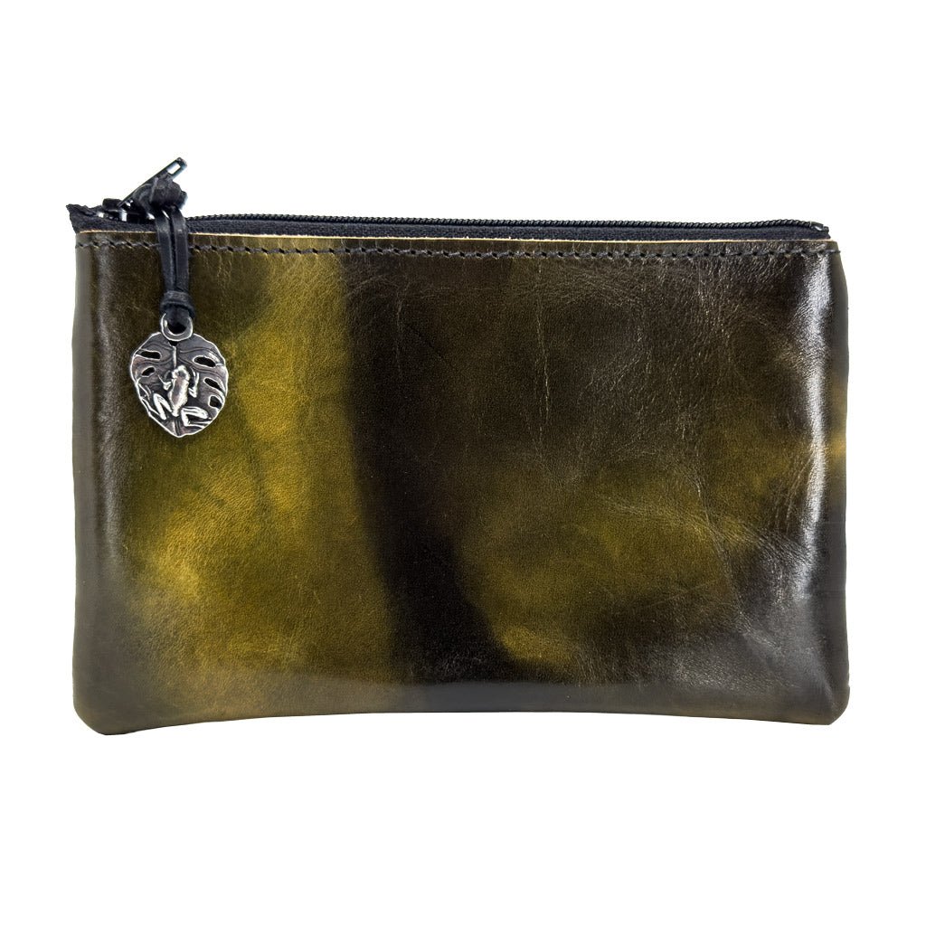 Limited Edition, Leather 6 inch Zipper Pouch, Wallet, Coin Purse, Amphibian