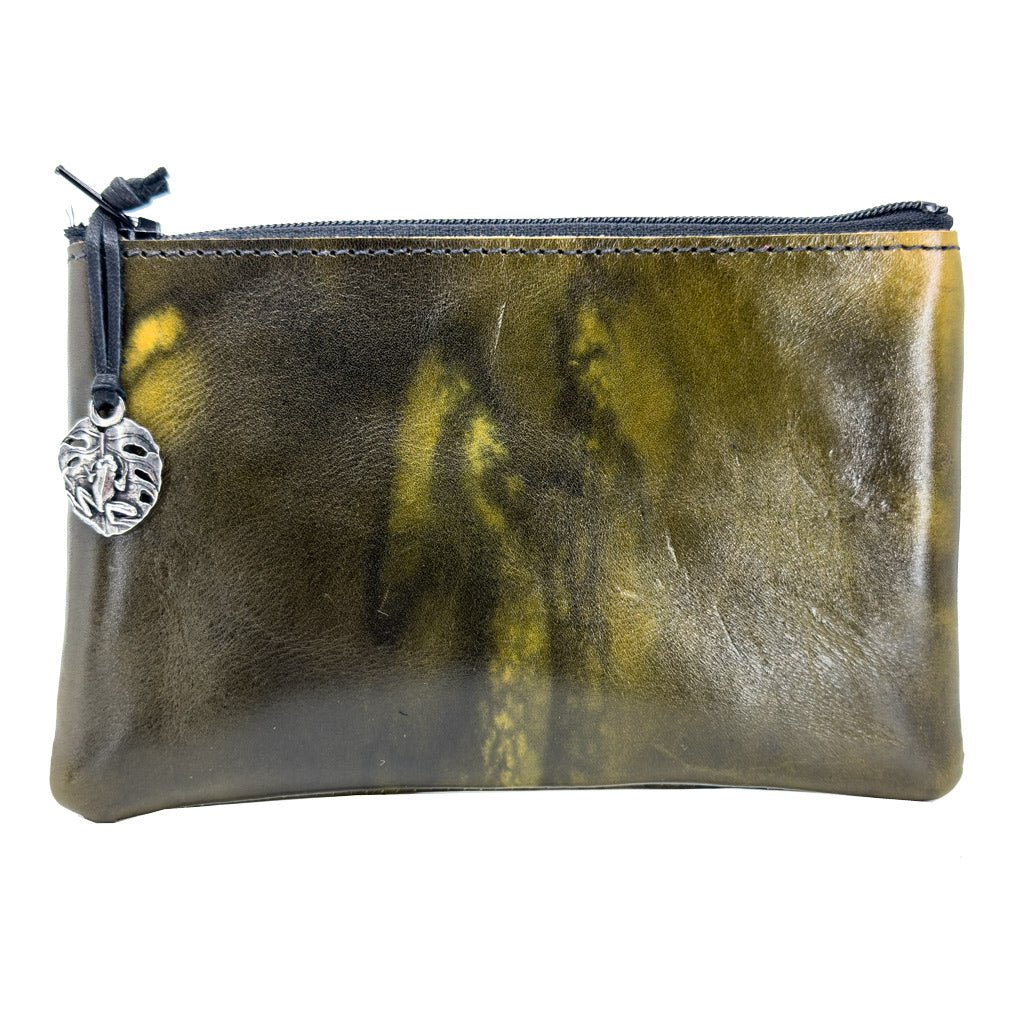 Limited Edition, Leather 6 inch Zipper Pouch, Wallet, Coin Purse, Amphibian