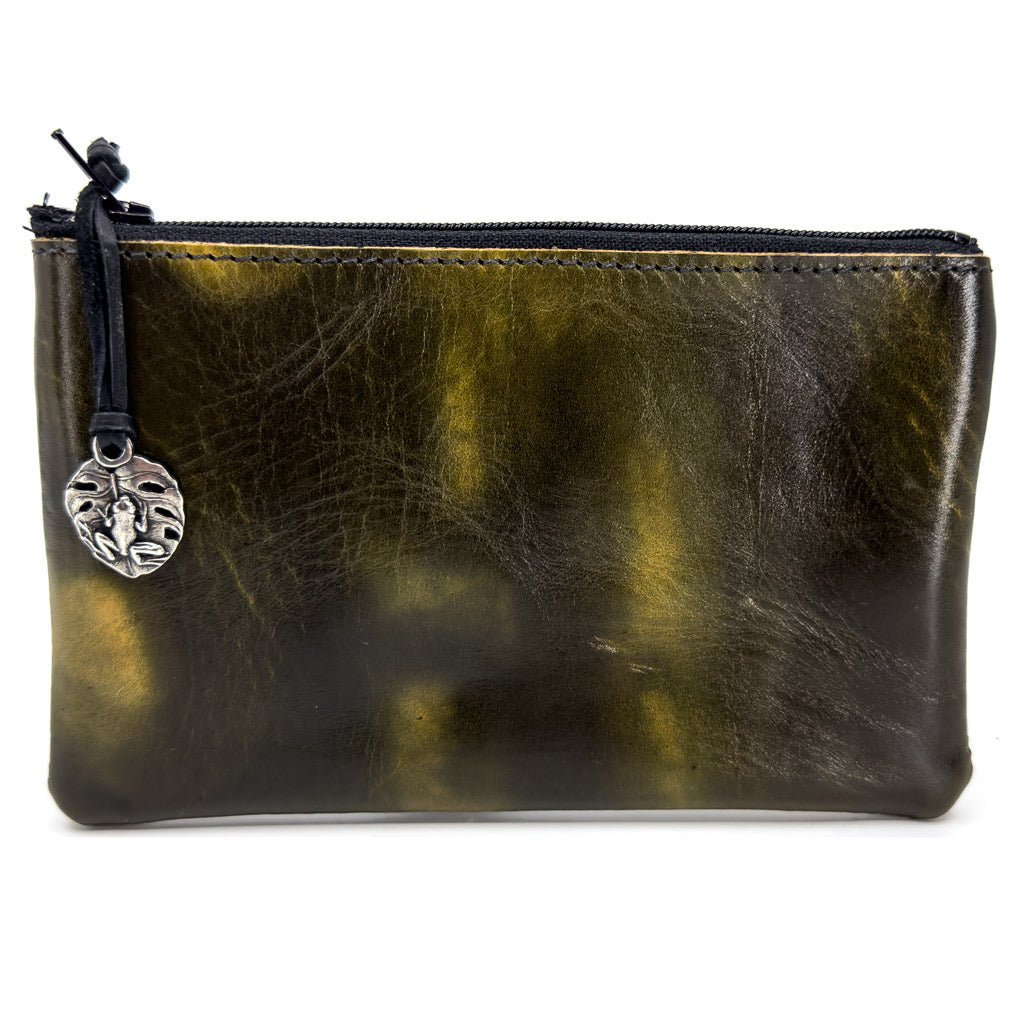 Limited Edition, Leather 6 inch Zipper Pouch, Wallet, Coin Purse, Amphibian