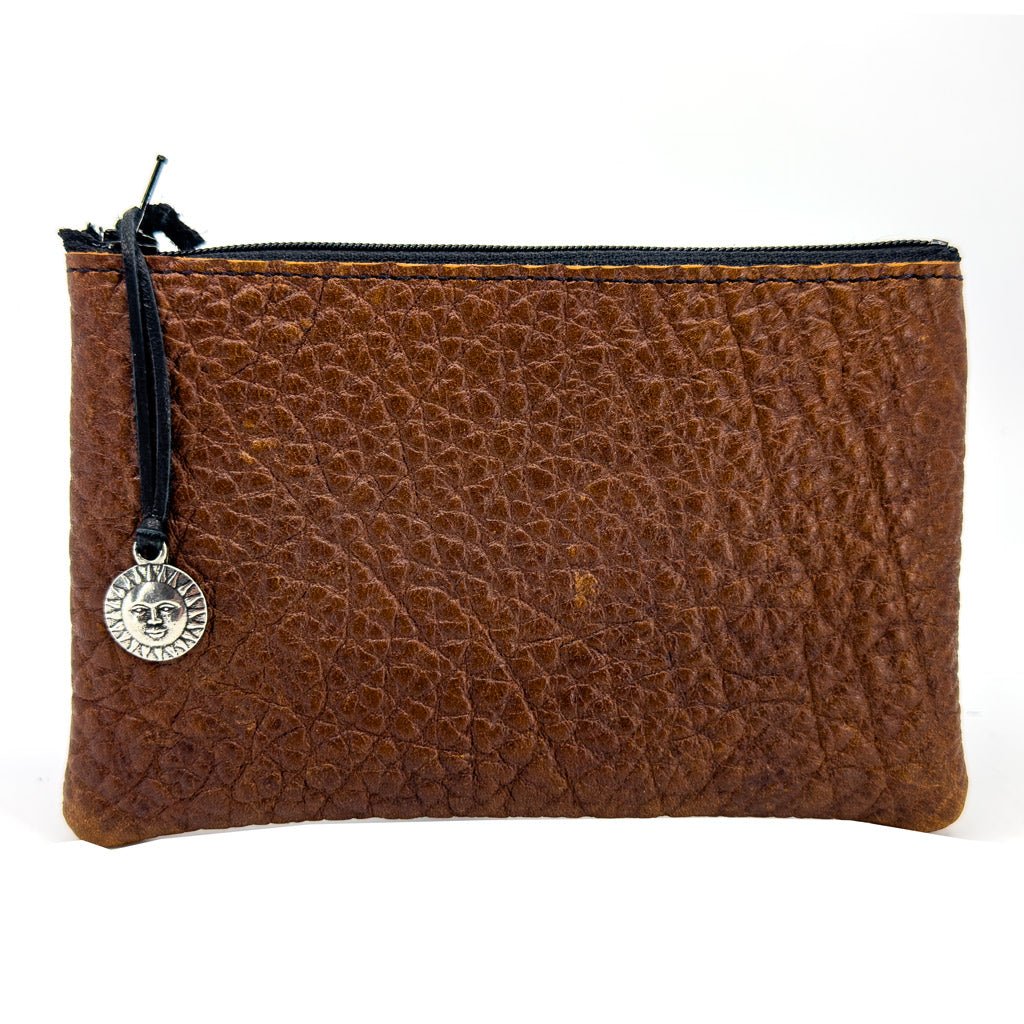 Limited Edition, Leather 6 inch Zipper Pouch, Wallet, Coin Purse, Safari