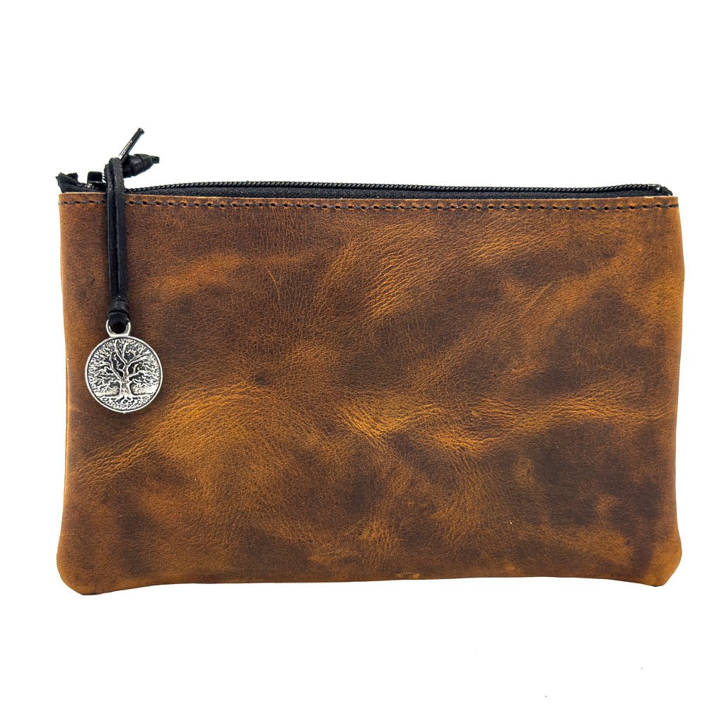 Limited Edition, Leather 6 inch Zipper Pouch, Wallet, Coin Purse, Hard Times