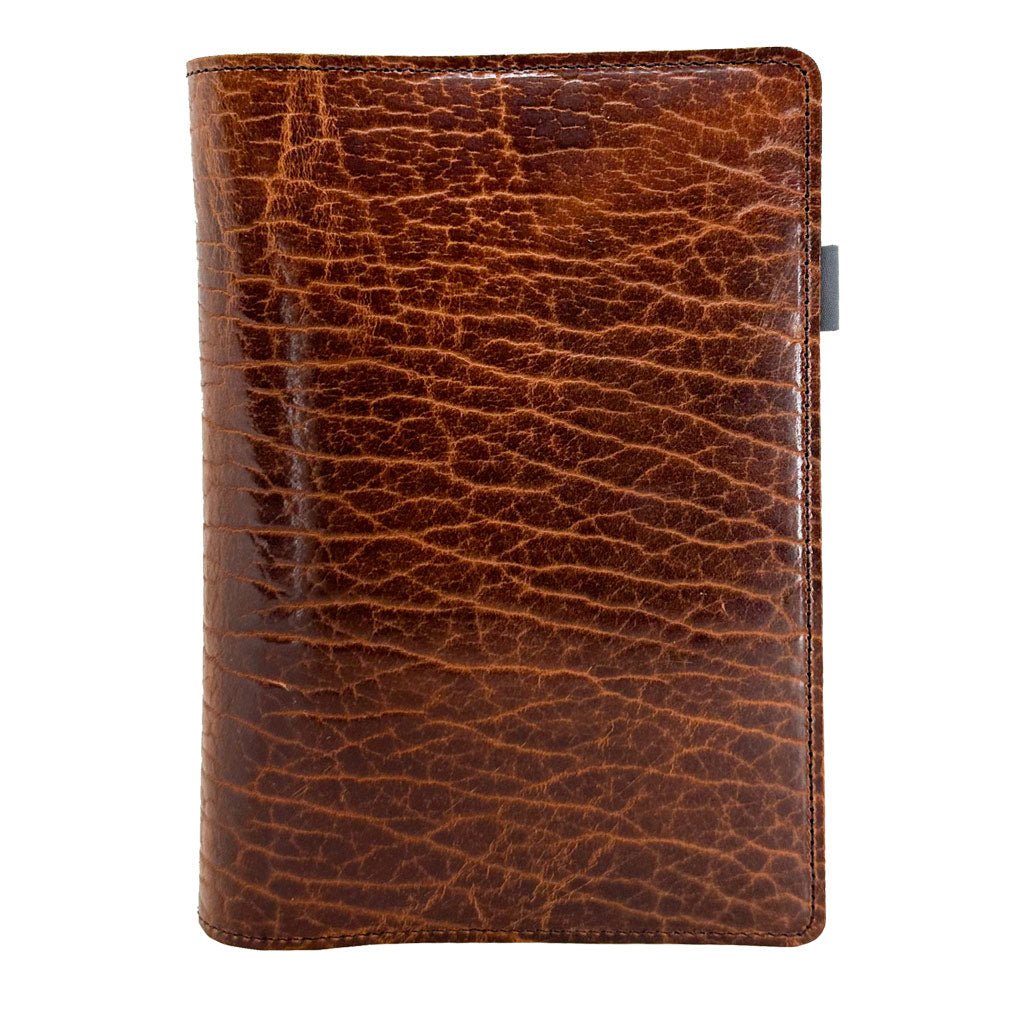 Leather Portfolio with Notepad, Limited Edition Rustic, Glazed Shrunk Bison in Tobacco