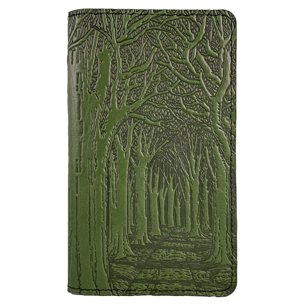 Oberon Design Large Leather Smartphone Wallet, Avenue of Trees, Fern