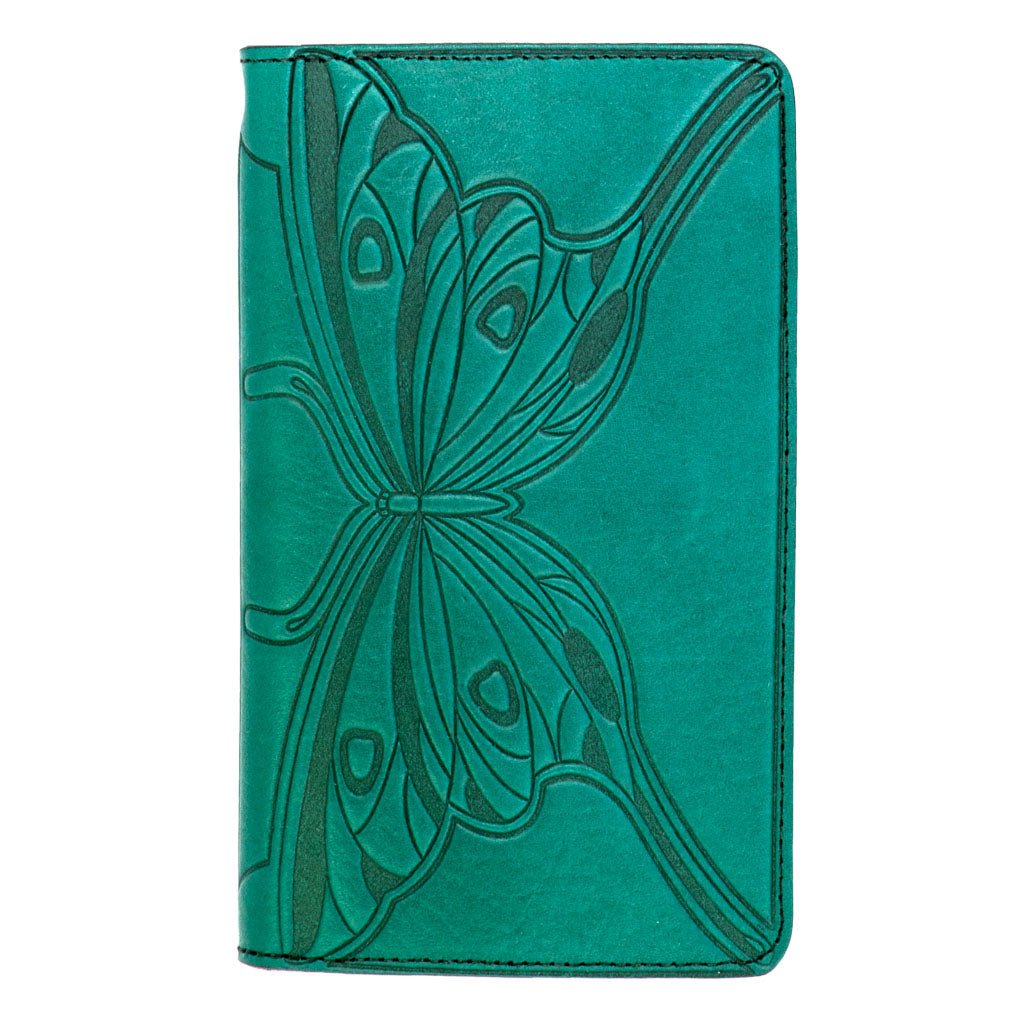 Oberon Design Large Leather Smartphone Wallet, Butterfly, Orchid