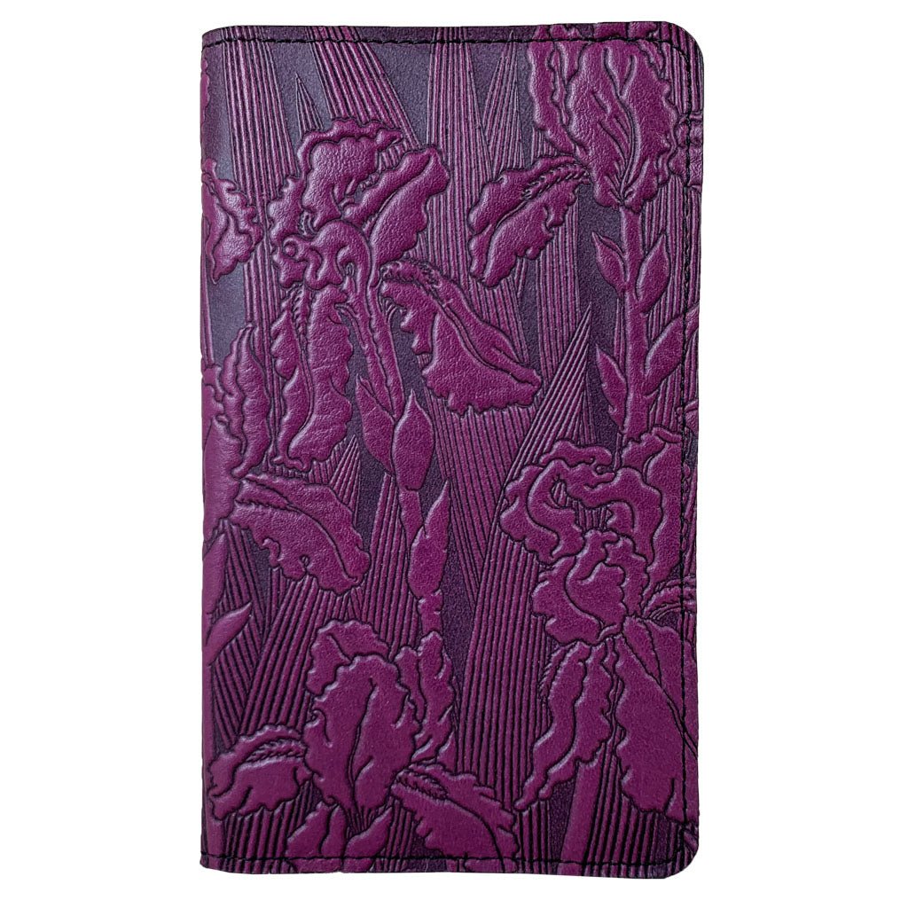 Oberon Design Large Leather Smartphone Wallet, Iris, Orchid