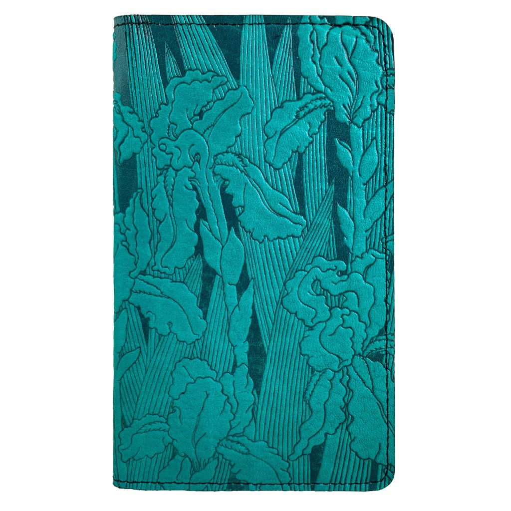 Oberon Design Large Leather Smartphone Wallet, Iris, Teal