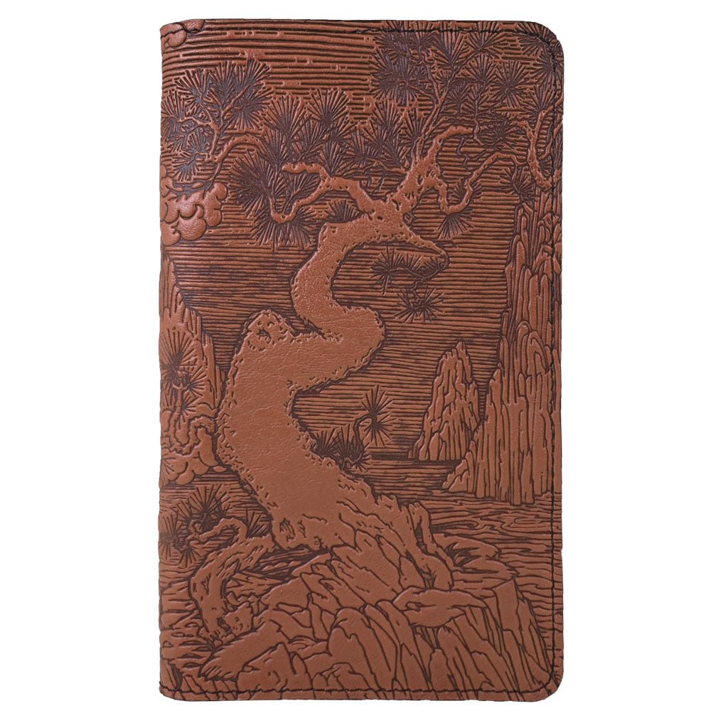 Oberon Design Large Leather Smartphone Wallet, River Garden, Red