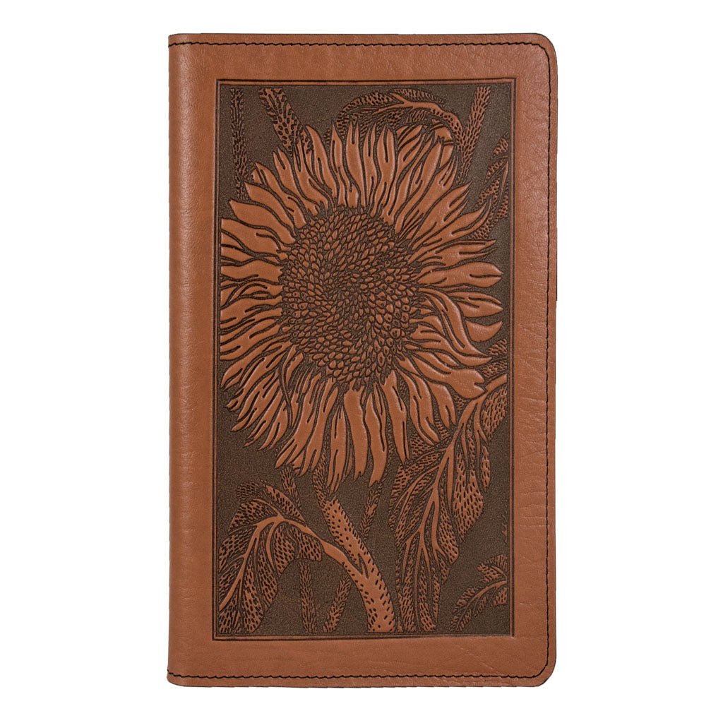 Oberon Design Large Leather Smartphone Wallet, Sunflower, Saddle