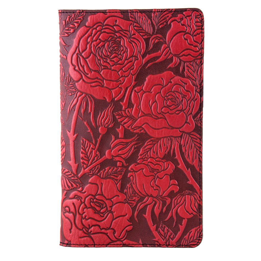 Oberon Design Large Leather Smartphone Wallet, Wild Rose, Red