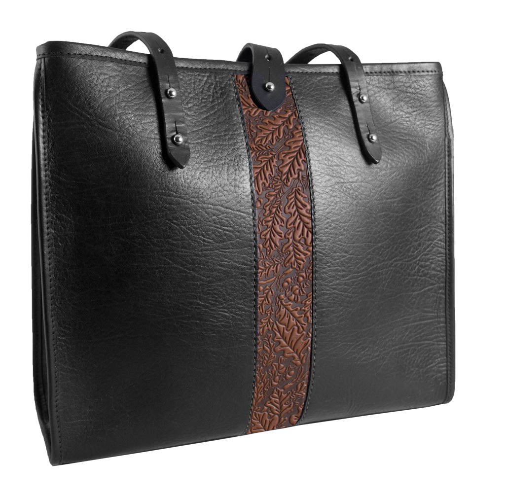 Oberon Design Leather Women&#39;s Handbag, Sonoma Tote, Oak Leaf in Saddle, Front