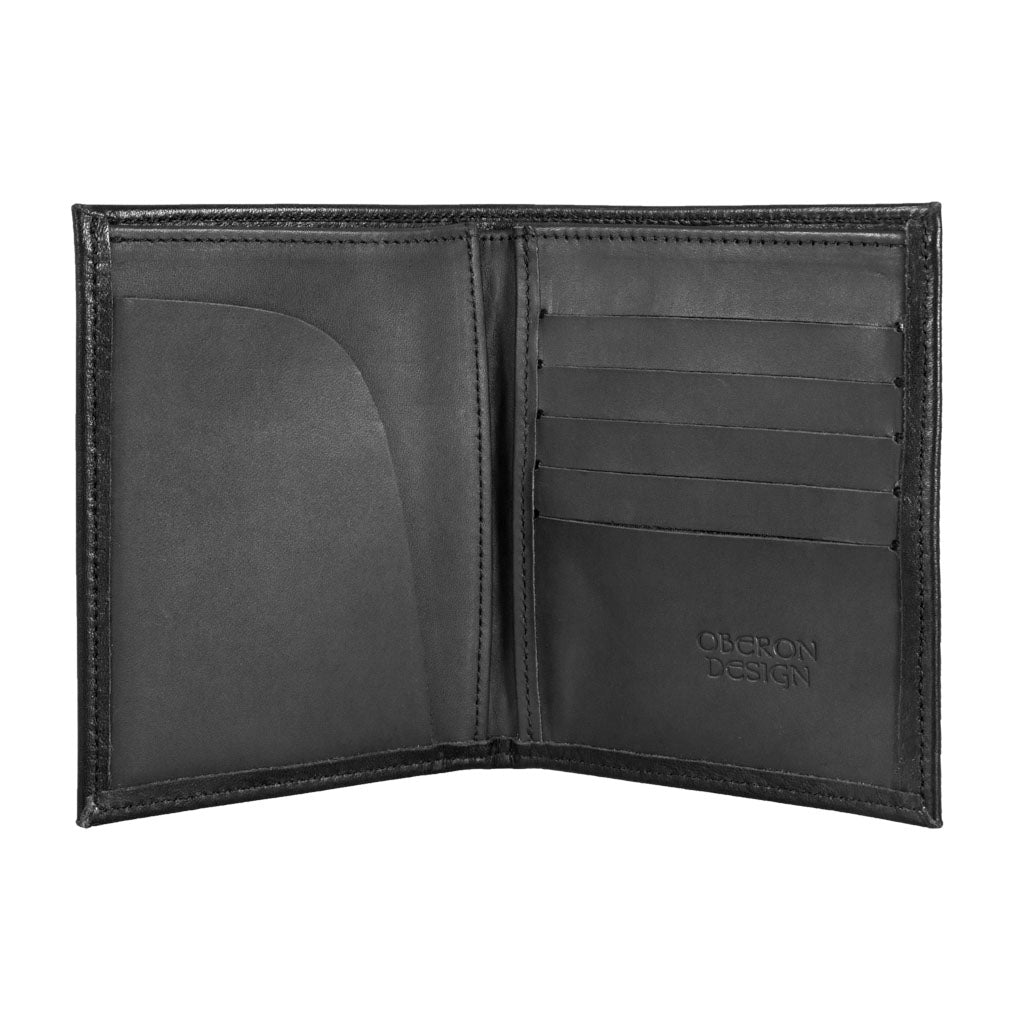 Oberon Design Genuine Leather Traveler Passport Wallet, Black Interior