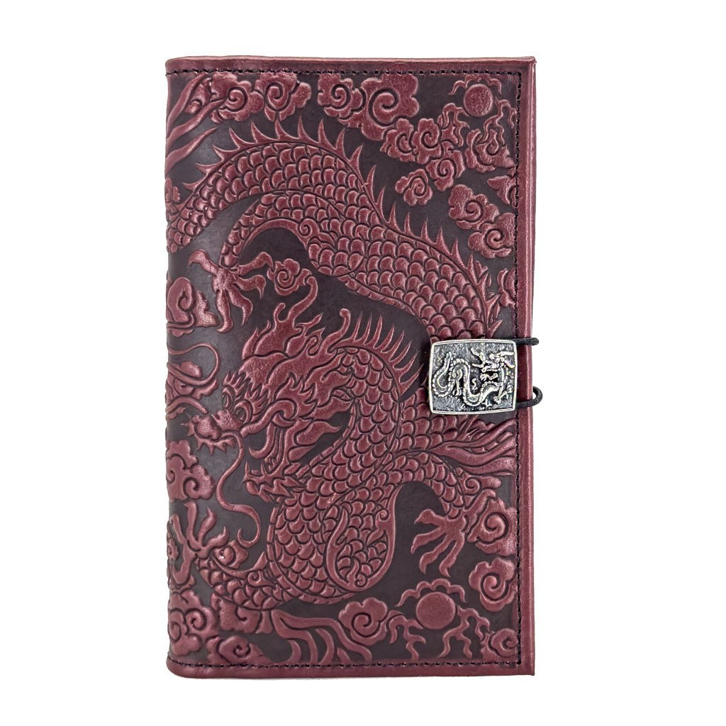 Oberon Design Premium Leather Women's Wallet, Cloud Dragon, REd