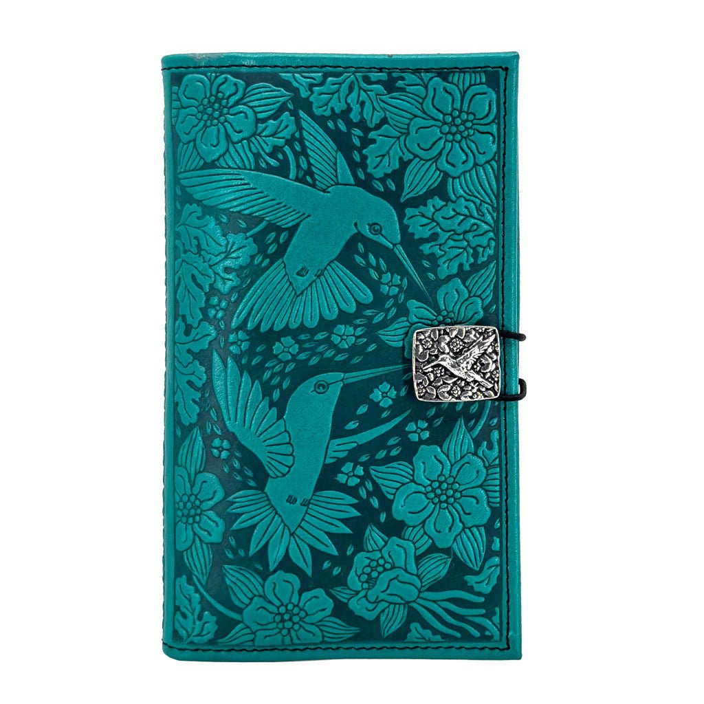 Oberon Design Premium Leather Women&#39;s Wallet, Hummingbirds, Teal