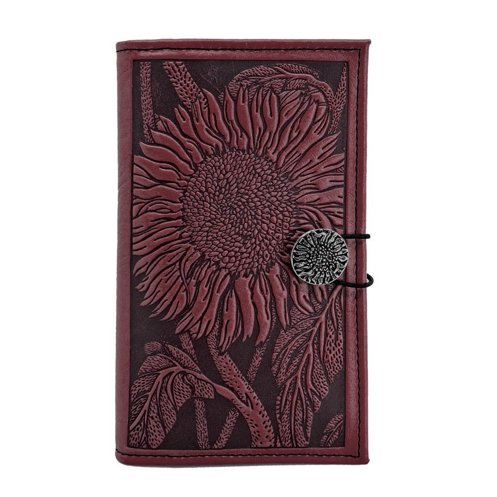 Oberon Design Premium Leather Women&#39;s Wallet, Sunflower, Wine