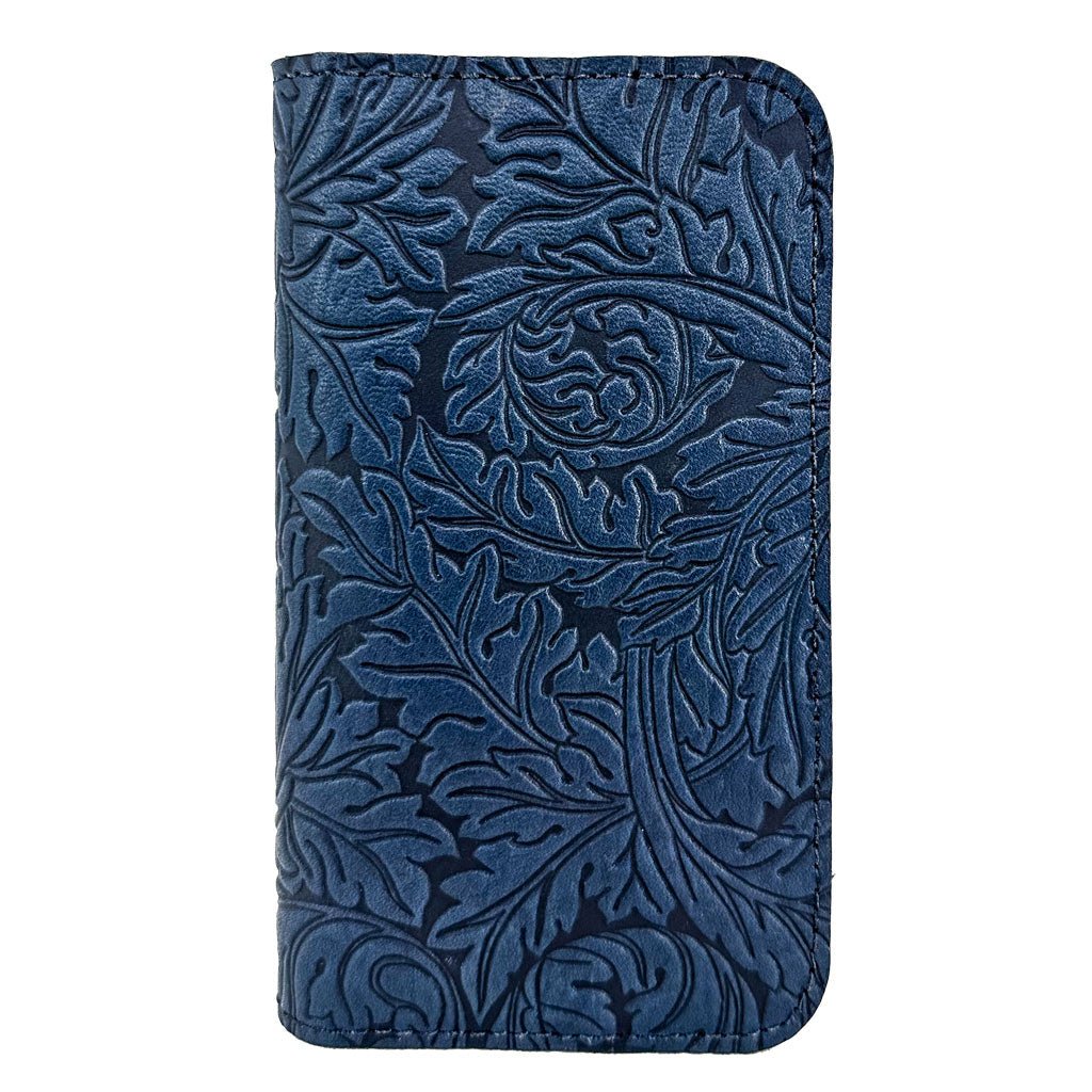 Oberon Design Acanthus Leather Wallet Folio Case for iPhones, Fern