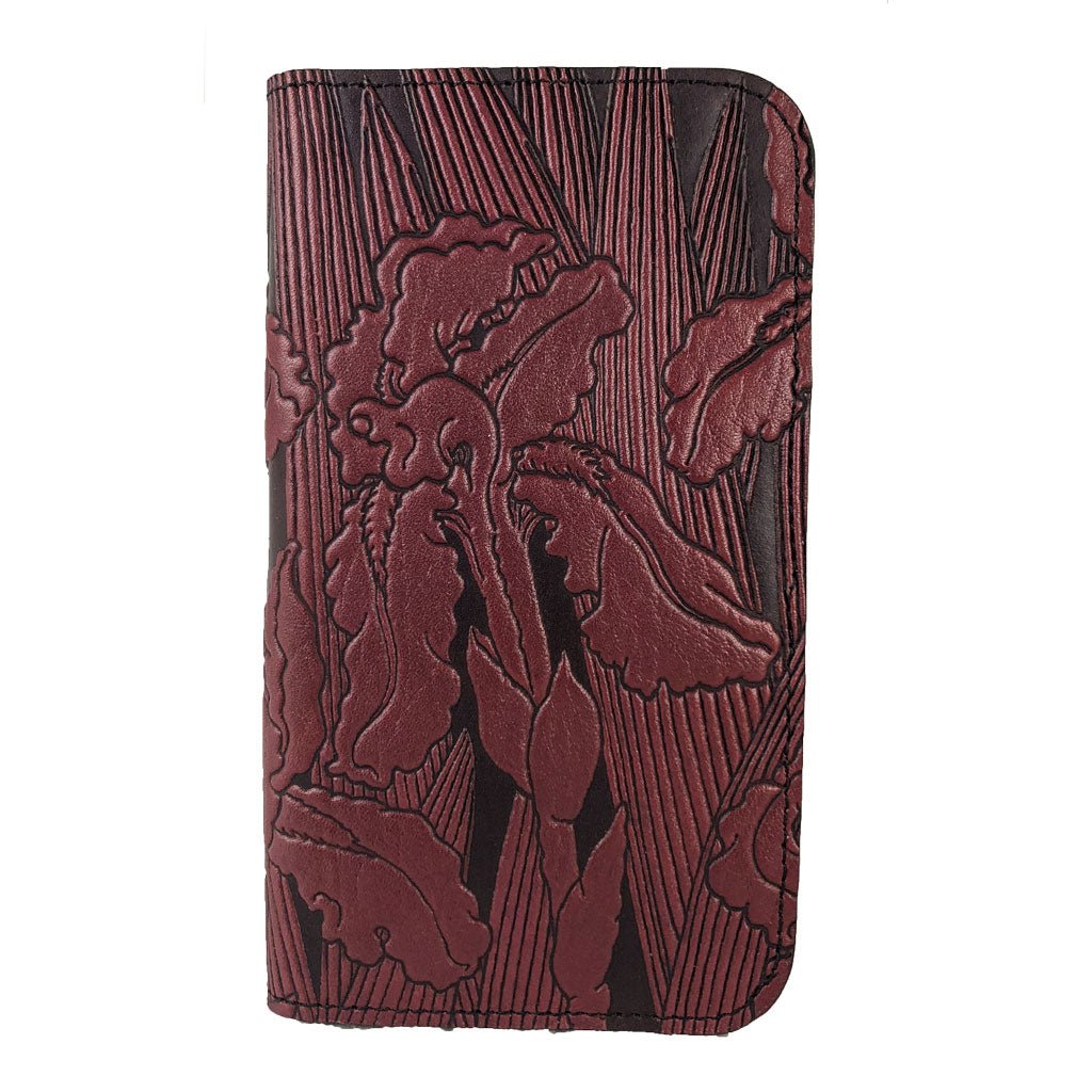 Oberon Design Iris Leather Wallet Folio Case for iPhones, Wine