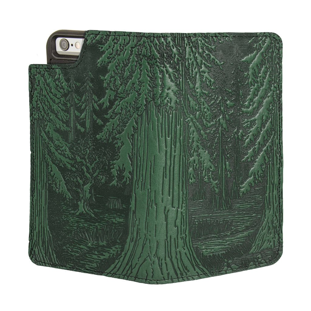 Oberon Design Forest Leather Wallet Folio Case for iPhones iPhone x / Green