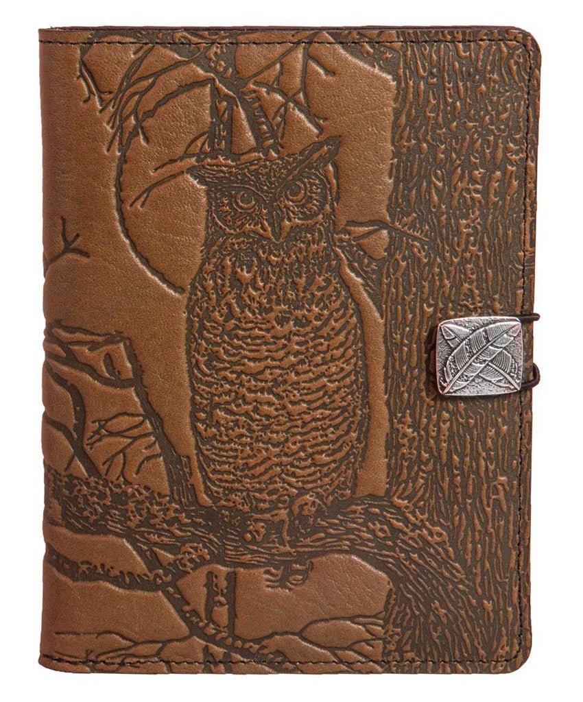 Genuine leather cover, case for Kindle e-Readers, Horned Owl, Saddle