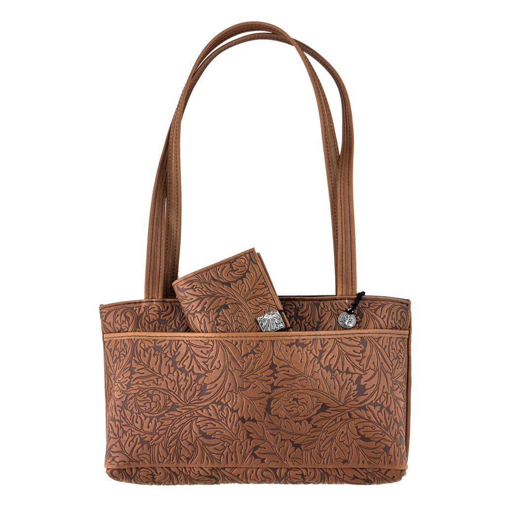 Oberon Design Leather Women&#39;s Handbag, Acanthus Streamline, with Matching Wallet