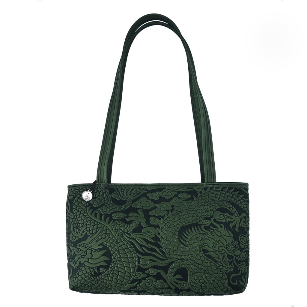 Oberon Design Leather Women&#39;s Handbag, Cloud Dragon Streamline, Green