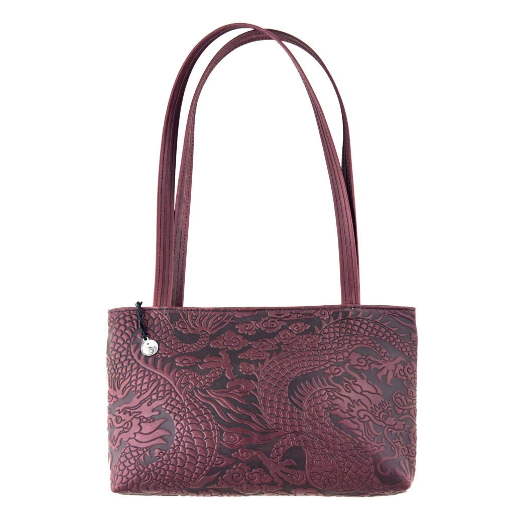 Oberon Design Leather Women&#39;s Handbag, Cloud Dragon Streamline, Wine