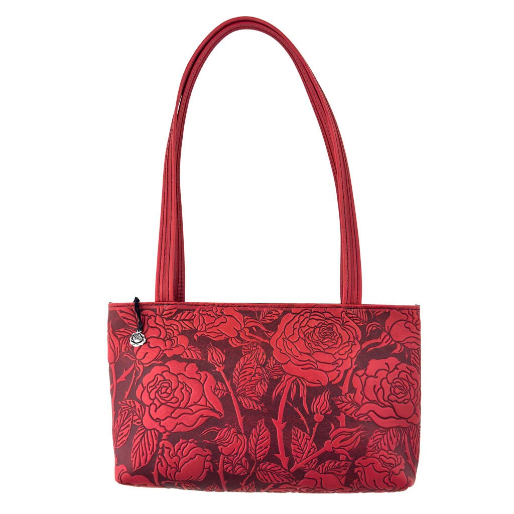 Oberon Design Leather Women&#39;s Handbag, Wild Rose Streamline, Red