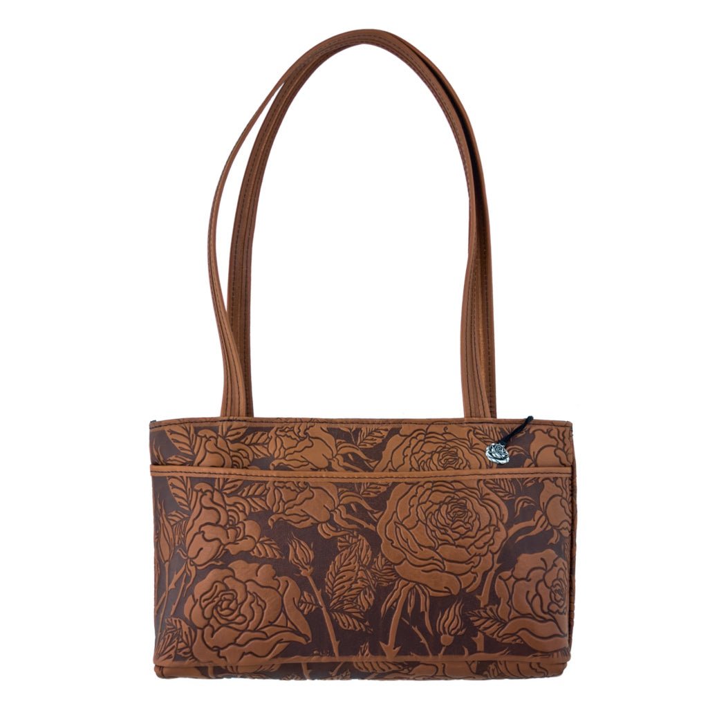 Oberon Design Leather Women&#39;s Handbag, Wild Rose Streamline, Saddle
