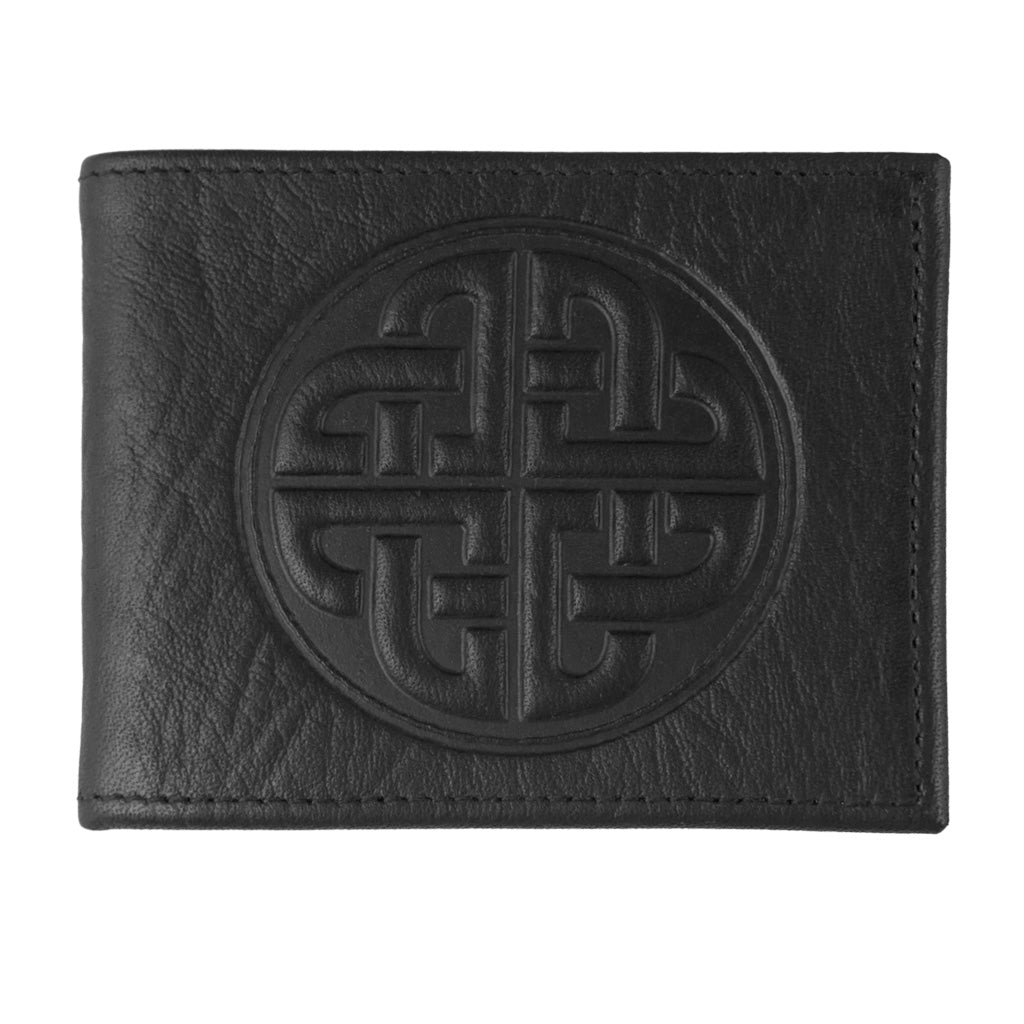 Oberon Design Leather Men&#39;s Wallet, Celtic Love Knot, Black