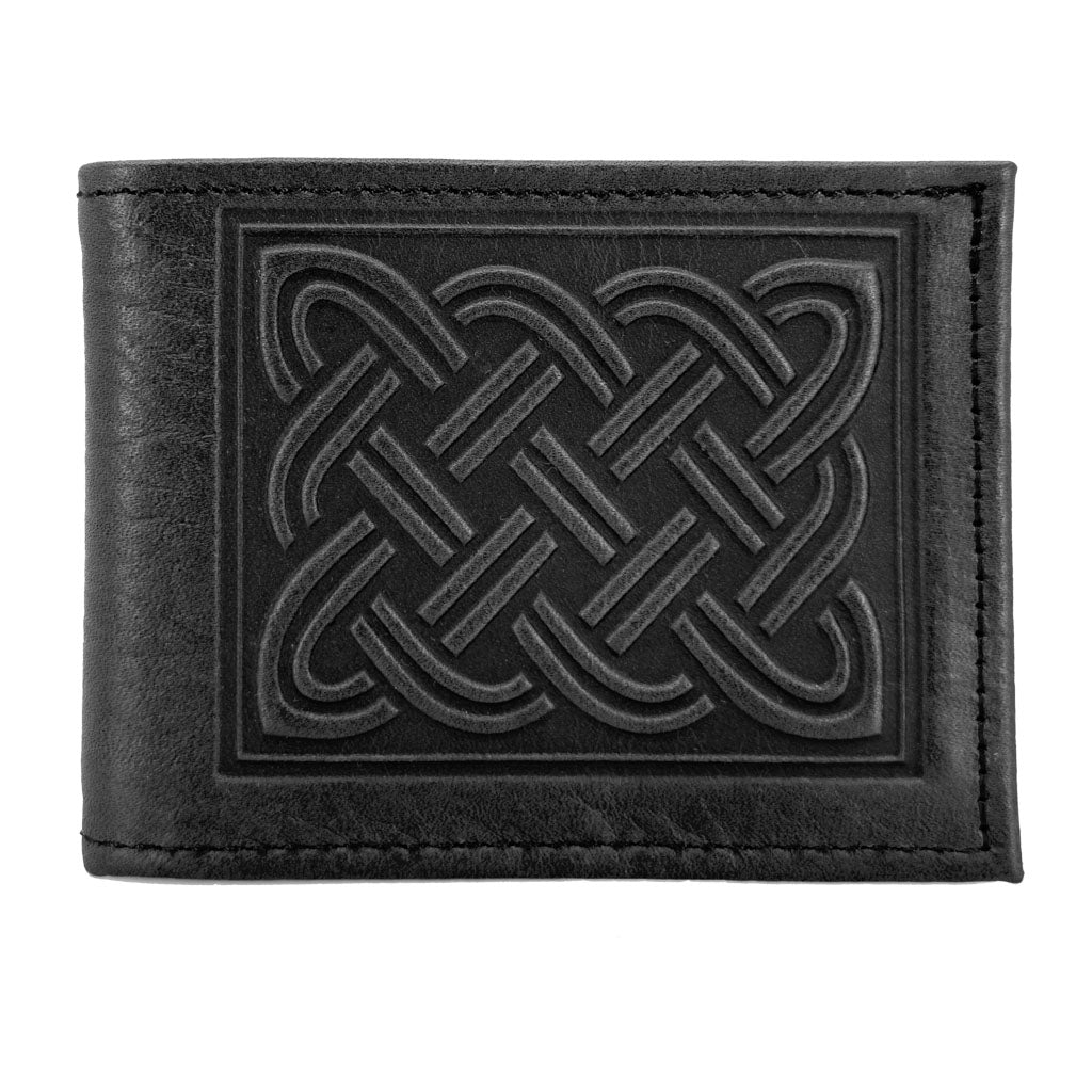 Oberon Design Leather Men's Wallet, Celitc Braid, Black