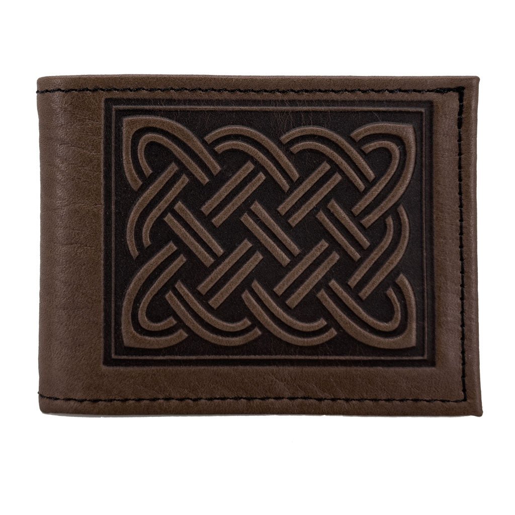 Oberon Design Leather Men&#39;s Wallet, Celitc Braid, Chocolate