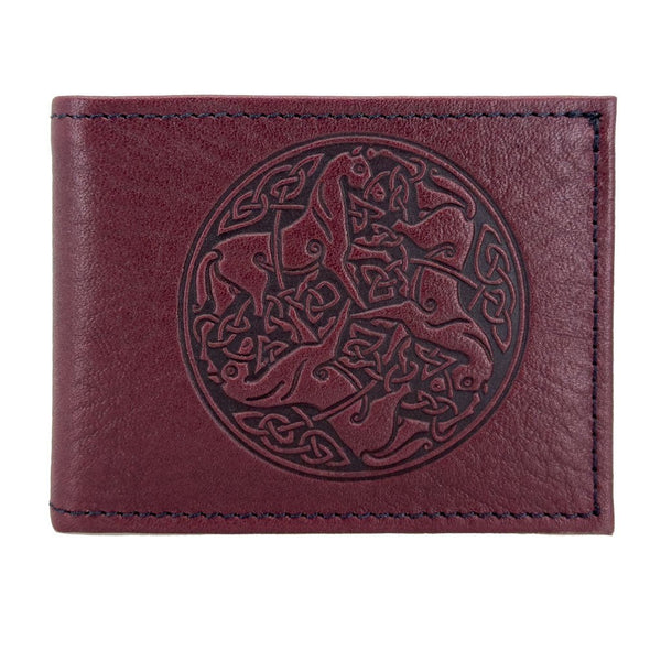 Oberon Design Leather Men's Wallet, Celtic Horses