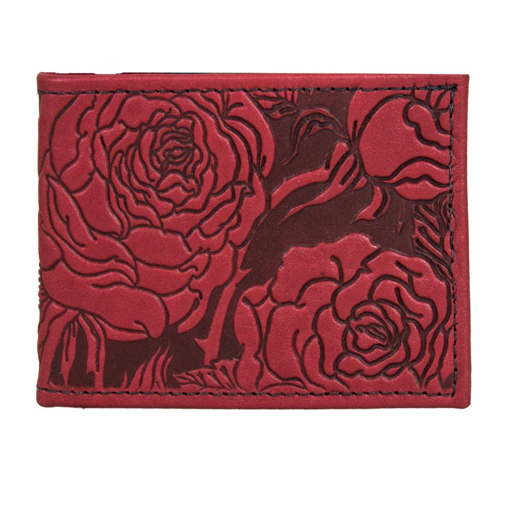 Oberon Leather Bi-fold Women's Wallet, Wild Rose, Red