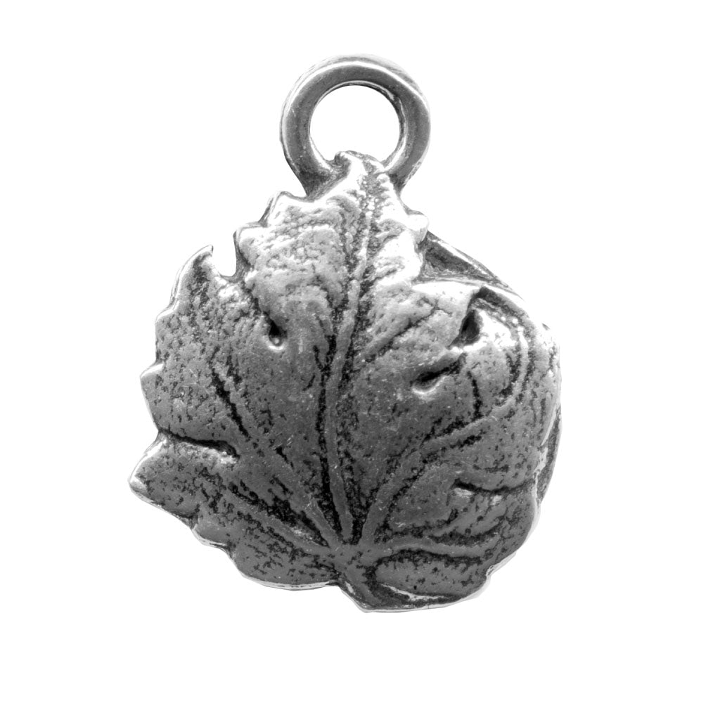 Oberon Design Britannia Metal Jewelry Charm, Curly Leaf