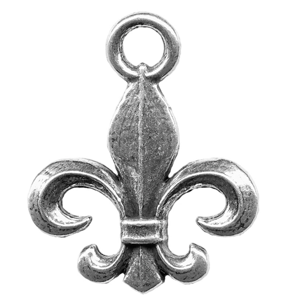 Oberon Design Britannia Metal Jewelry Charm, Fleur de Lis