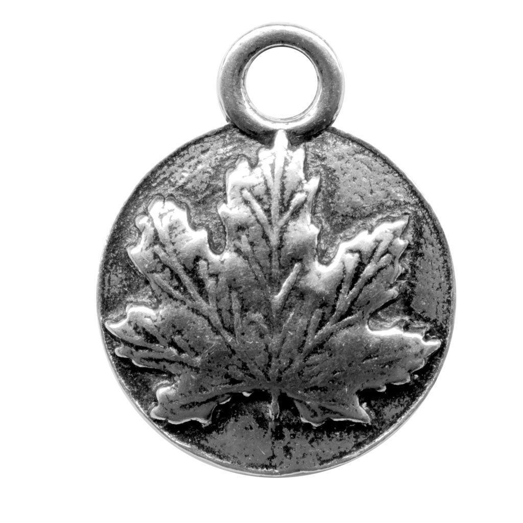 Oberon Design Britannia Metal Jewelry Charm, Maple Leaf