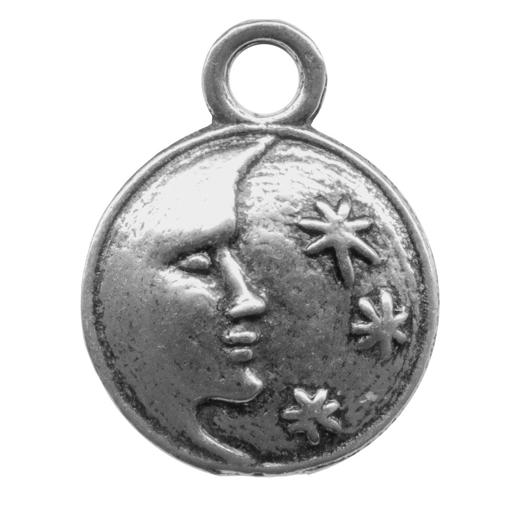 Oberon Design Britannia Metal Jewelry Charm, Moon & Stars