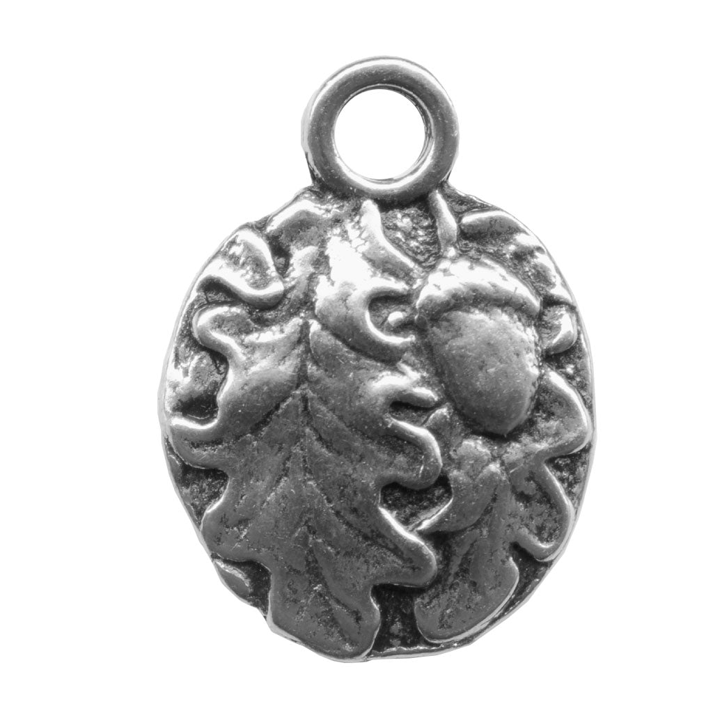 Oberon Design Britannia Metal Jewelry Charm, Oak Leaf Acorn