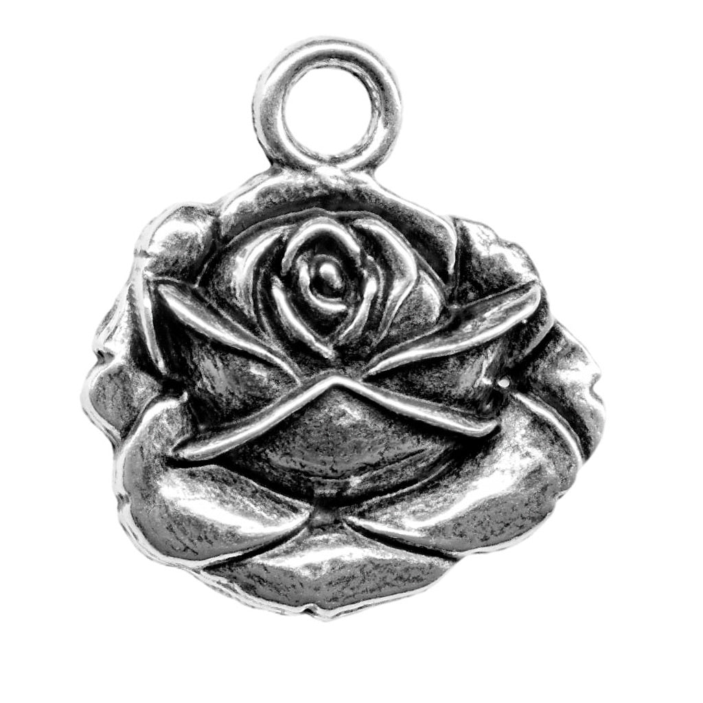 Oberon Design Britannia Metal Jewelry Charm, Wild Rose