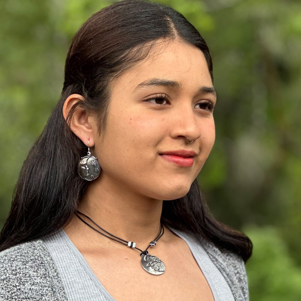 Oberon Design Britannia Metal Jewelry, Earrings, Moon and Stars