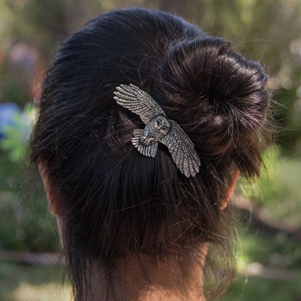 Oberon Design Hair Clip, Barrette, Hair Accessory, Owl, Model 3