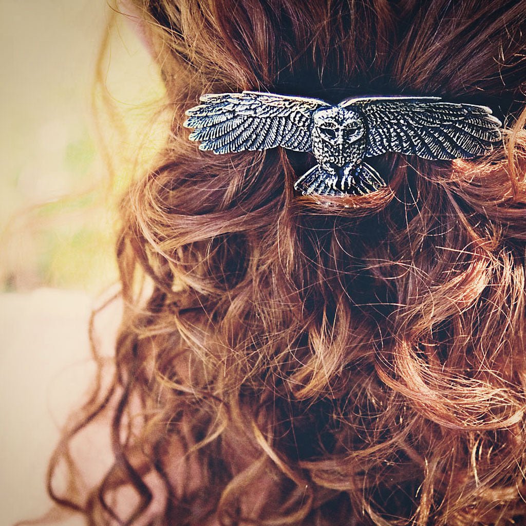 Oberon Design Hair Clip, Barrette, Hair Accessory, Owl, 70mm