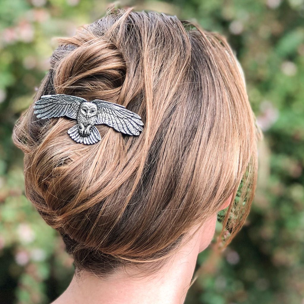 Oberon Design Hair Clip, Barrette, Hair Accessory, Owl, Model 1