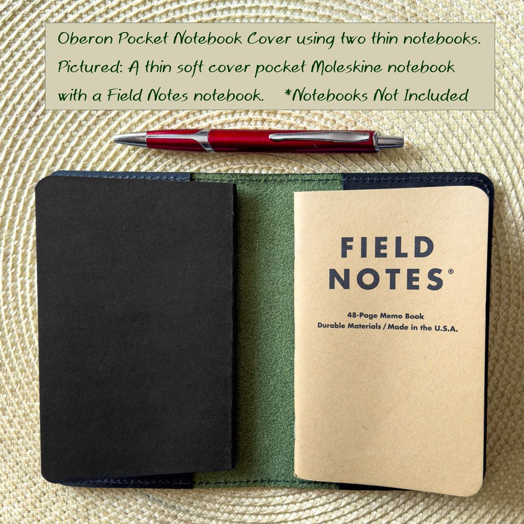 Leather Passport Holder for Men | Made in USA | 3.5 x 5.5 Field Notes Cover | Midnight Black