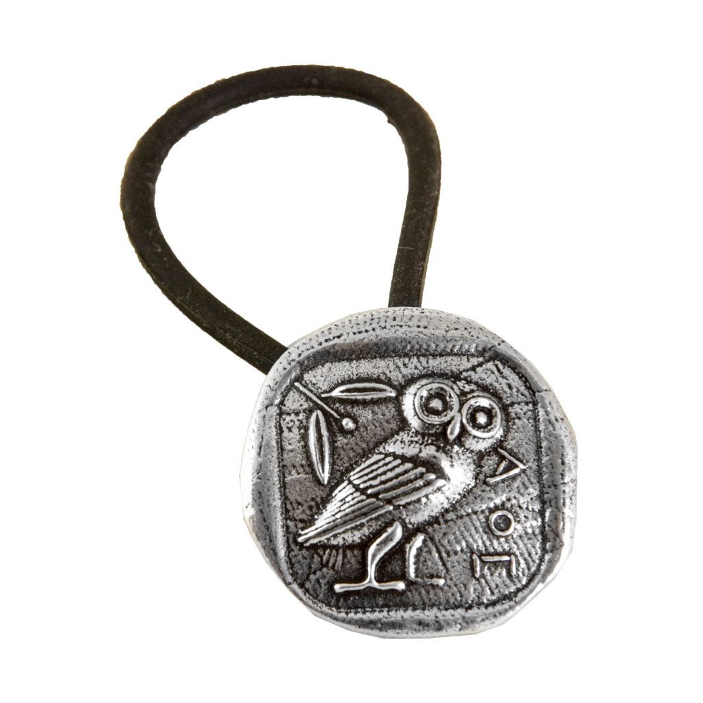Oberon Design Ponytail Holder, Women's Hair Tie, Athena's Owl