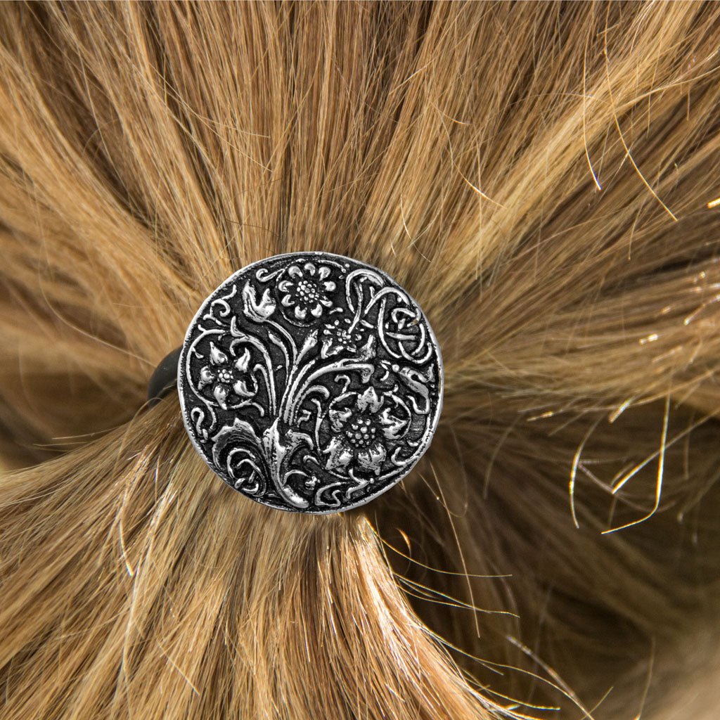 Oberon Design Ponytail Holder, Women&#39;s Hair Tie, Wildflowers, Ponytail