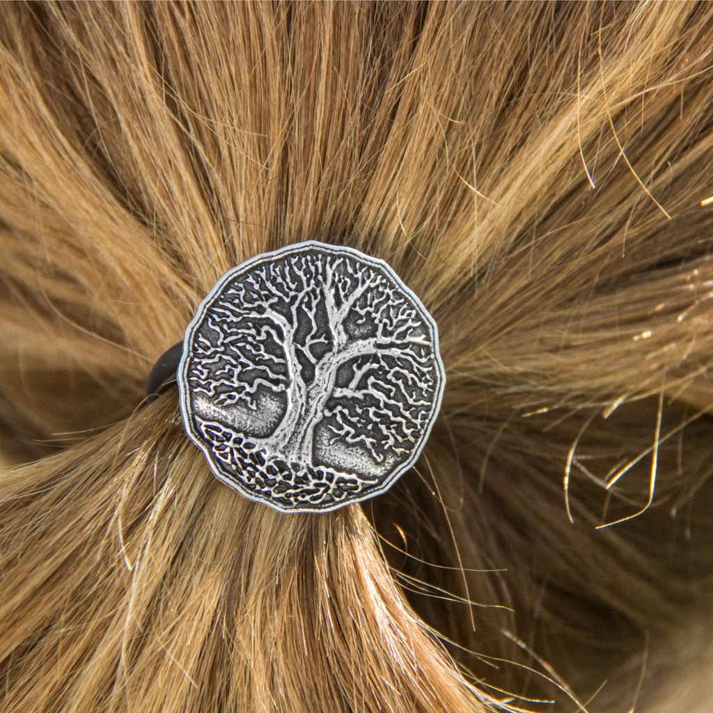 Oberon Design Ponytail Holder, Women&#39;s Hair Tie, Tree of Life, Ponytail