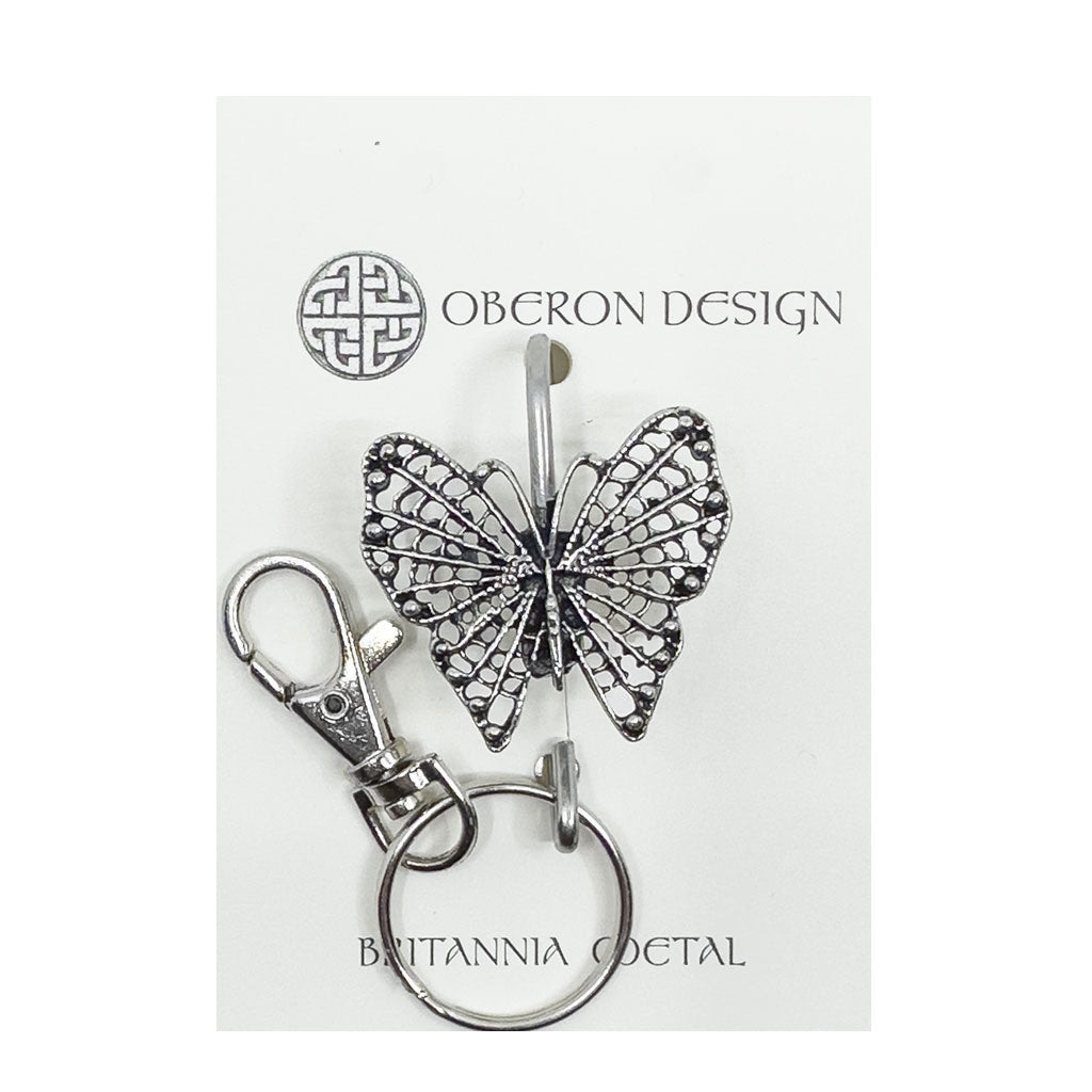 Oberon Design Purse Hook Key Ring Filigree Burrerfly