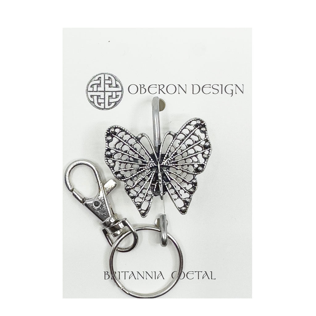 Oberon Design Hand Crafted Key Ring Purse Hook, Filigree Butterfly